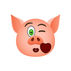 Pig in send a kiss emoji icon. Element of new year symbol icon for mobile concept and web apps. Detailed Pig in send a kiss emoji icon can be used for web and mobile