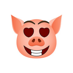 Pig in eyes with hearts emoji icon. Element of new year symbol icon for mobile concept and web apps. Detailed Pig in eyes with hearts emoji icon can be used for web and mobile