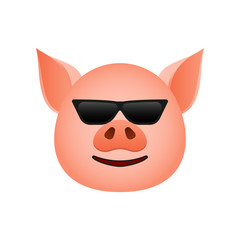 Pig in cool in sunglasses emoji icon. Element of new year symbol icon for mobile concept and web apps. Detailed Pig in cool in sunglasses emoji icon can be used for web and mobile