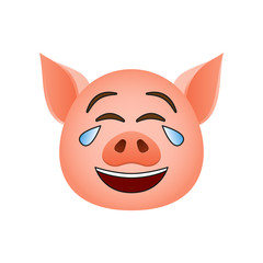Pig in tears of happiness emoji icon. Element of new year symbol icon for mobile concept and web apps. Detailed Pig in tears of happiness emoji icon can be used for web and mobile