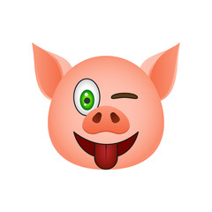Pig in tease emoji icon. Element of new year symbol icon for mobile concept and web apps. Detailed Pig in tease emoji icon can be used for web and mobile