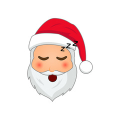 Obraz na płótnie Canvas Emoji Santa Claus. Winter Holidays Emoticon. Santa Clause in asleep emoji icon