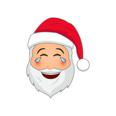 Emoji Santa Claus. Winter Holidays Emoticon. Santa Clause in tears of happiness emoji icon