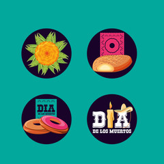 tradition day of the dead with set icons