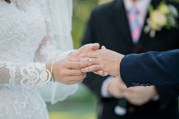 Obraz na płótnie Canvas wedding ring close up hand
