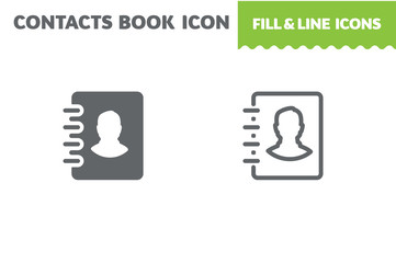 Contacts book icon, vector. Fill and line. Flat design. Ui icon