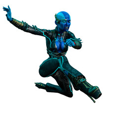 lady blue star in a white background