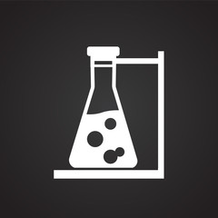 College chemical flask on black background icon