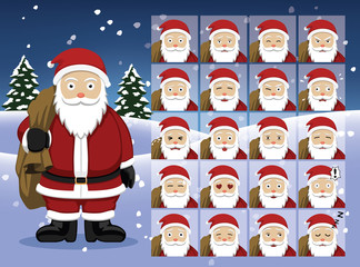 Santa Claus Cartoon Emotion faces Vector Illustration