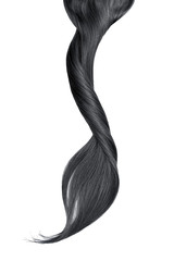 Curl of natural black hair on white background