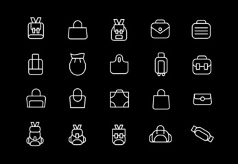 bag line icons. vector linear icon set.