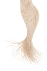 Curl of natural blond hair on white background