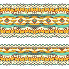 Ethnic seamless border. Hand drawn illustration