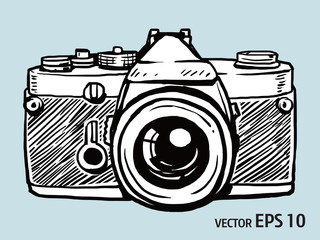 vector sketch style of retro camera
