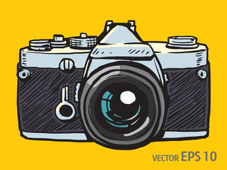 vector sketch style of retro camera