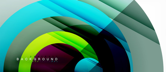 Glossy colorful circles abstract background, modern geometric design