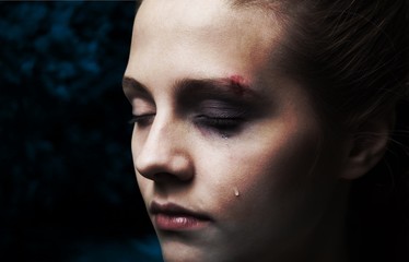 Woman victim of domestic violence and aggression