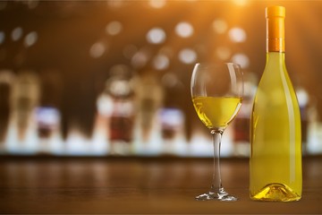 White wine glass  on  background