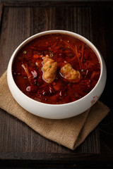 Hot and spicy red oil soup