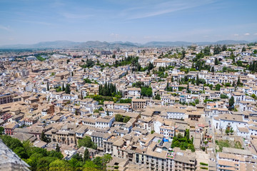 Landscape of the Albayzin from Alhambra palace. Granada, Spain.