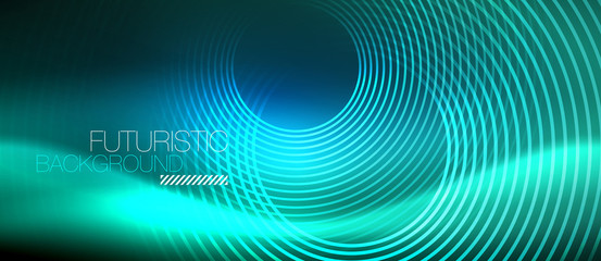 Neon glowing circles background