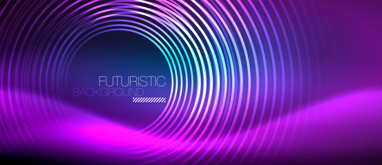 Neon glowing circles background