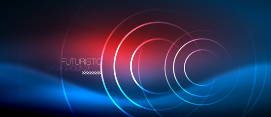 Neon glowing circles background