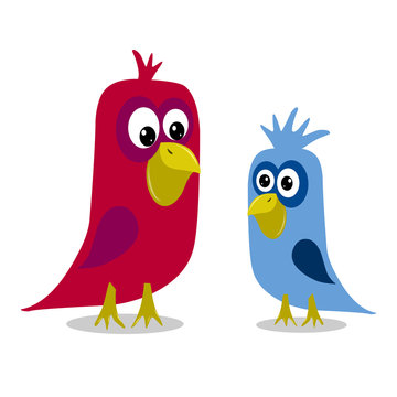 Stock Illustration Two Cartoon Birds
