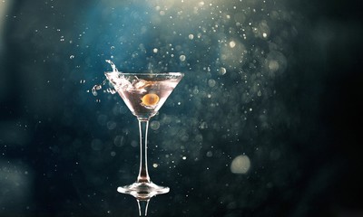 Martini cocktail isolated on dark background