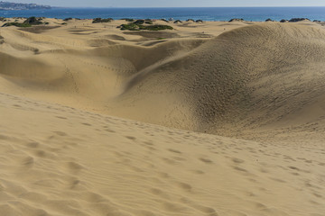 Fototapeta na wymiar Sanddünen beim Ort von Maspalomas auf Gran Canaria