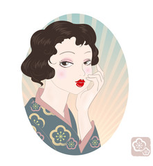 大正ロマン風・レトロファッション女性