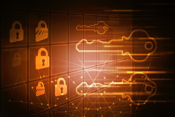 2d illustration Safety concept: Closed Padlock on digital background