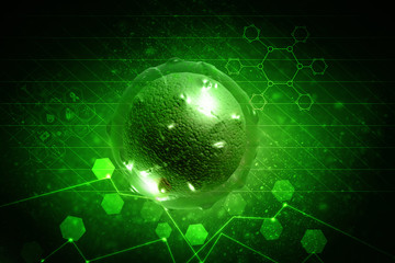 Cell. 3D rendering. Cells under microscope
