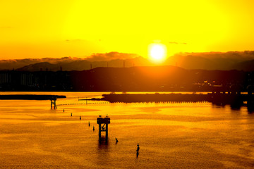 Nagara River (Nagara-gawa) in the city of Gujo, Gifu Prefecture, and its mouth in the city of Kuwana, Mie Prefecture, Japan.
