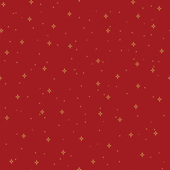 Hand drawn Merry Christmas and Happy New Year doodle gold and red  seamless pattern