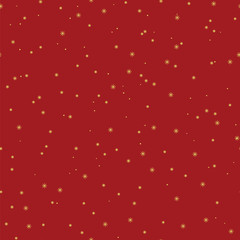 Hand drawn Merry Christmas and Happy New Year doodle gold and red  seamless pattern