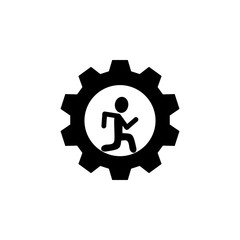 running man in cogwheel icon. Element of Problem solving. Premium quality graphic design. Signs and symbols collection icon for websites, web design, mobile app