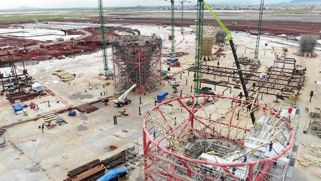 Drone aerial footage showing the Texcoco
airport construction site.