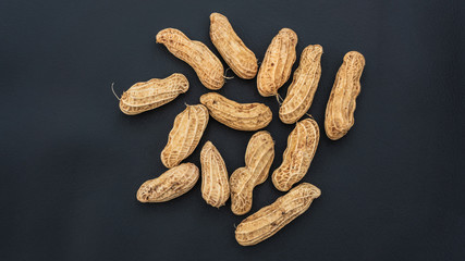 Thai boiled peanut shells on the black background