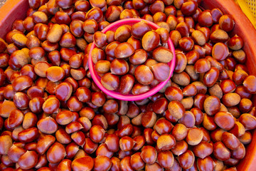 raw chestnuts sold in the market