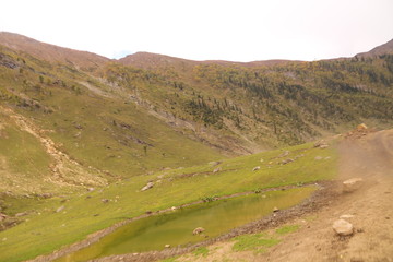 Track passing through between the big mountain