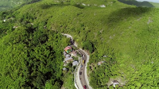 Aerial view of road in Carcar City, Philippines.