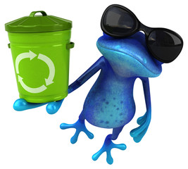 Fun blue frog - 3D Illustration