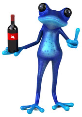 Fun blue frog - 3D Illustration