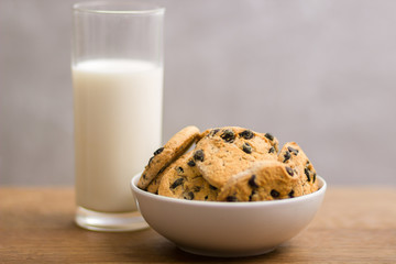Chocolate cookies and milk