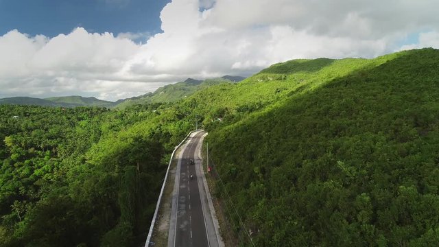 Aerial view of road in Carcar City, Philippines.