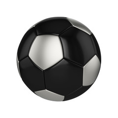 Soccer ball isolated on white background. Black and silver football ball.