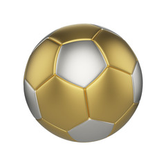 Fototapeta premium Soccer ball isolated on white background. Gold and silver football ball.