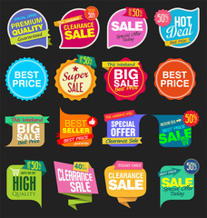 modern sale stickers and tags colorful collection
