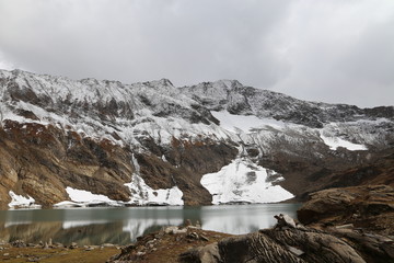 Amazing view of beautiful lake and glacier mountain